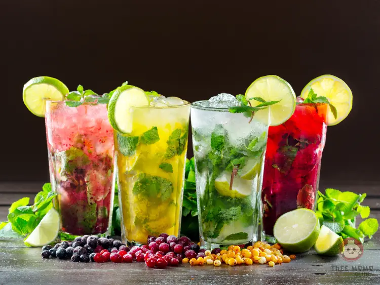 Colorful mojito drinks